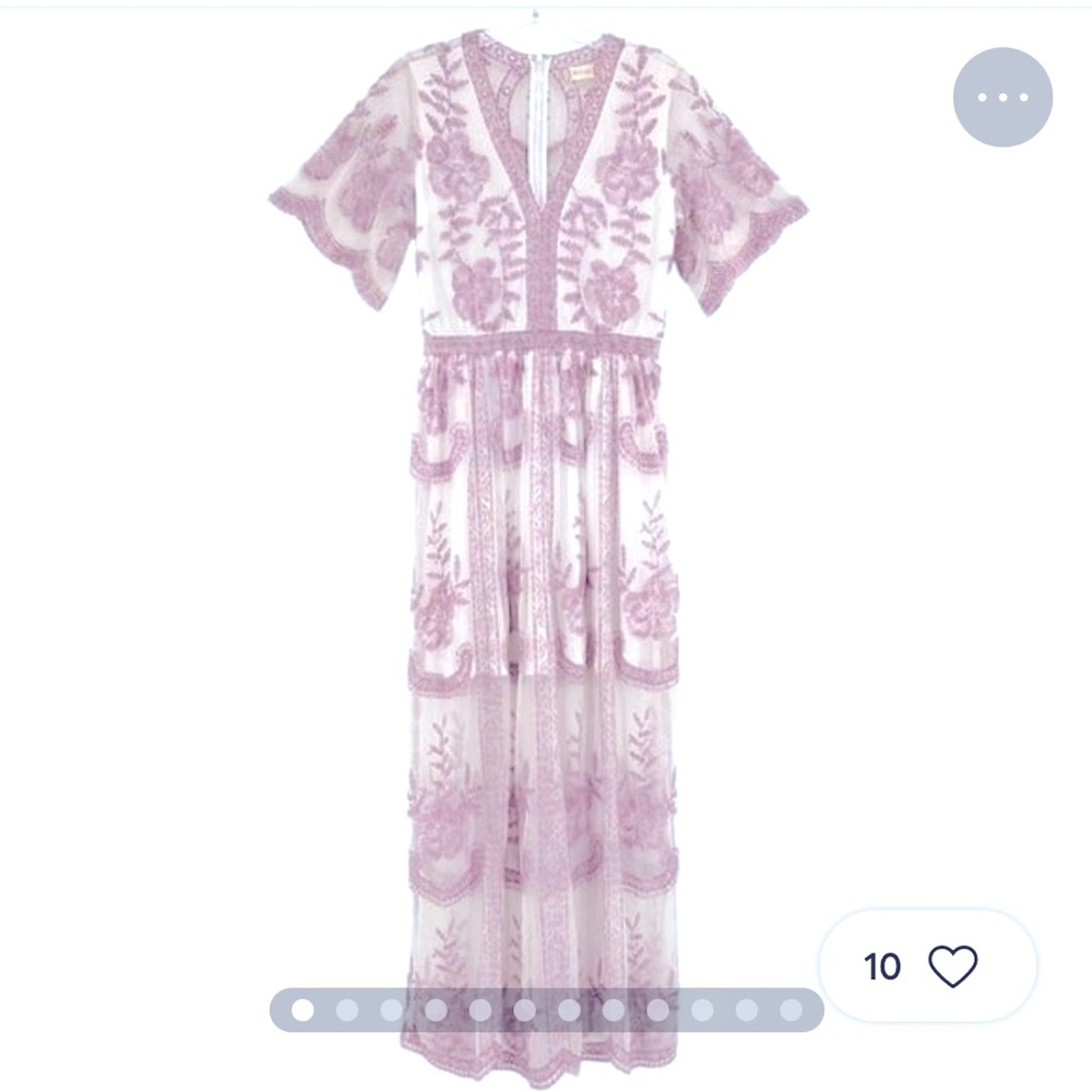 Altar'd State Pink and White Flutter Sleeve Maxi Dress